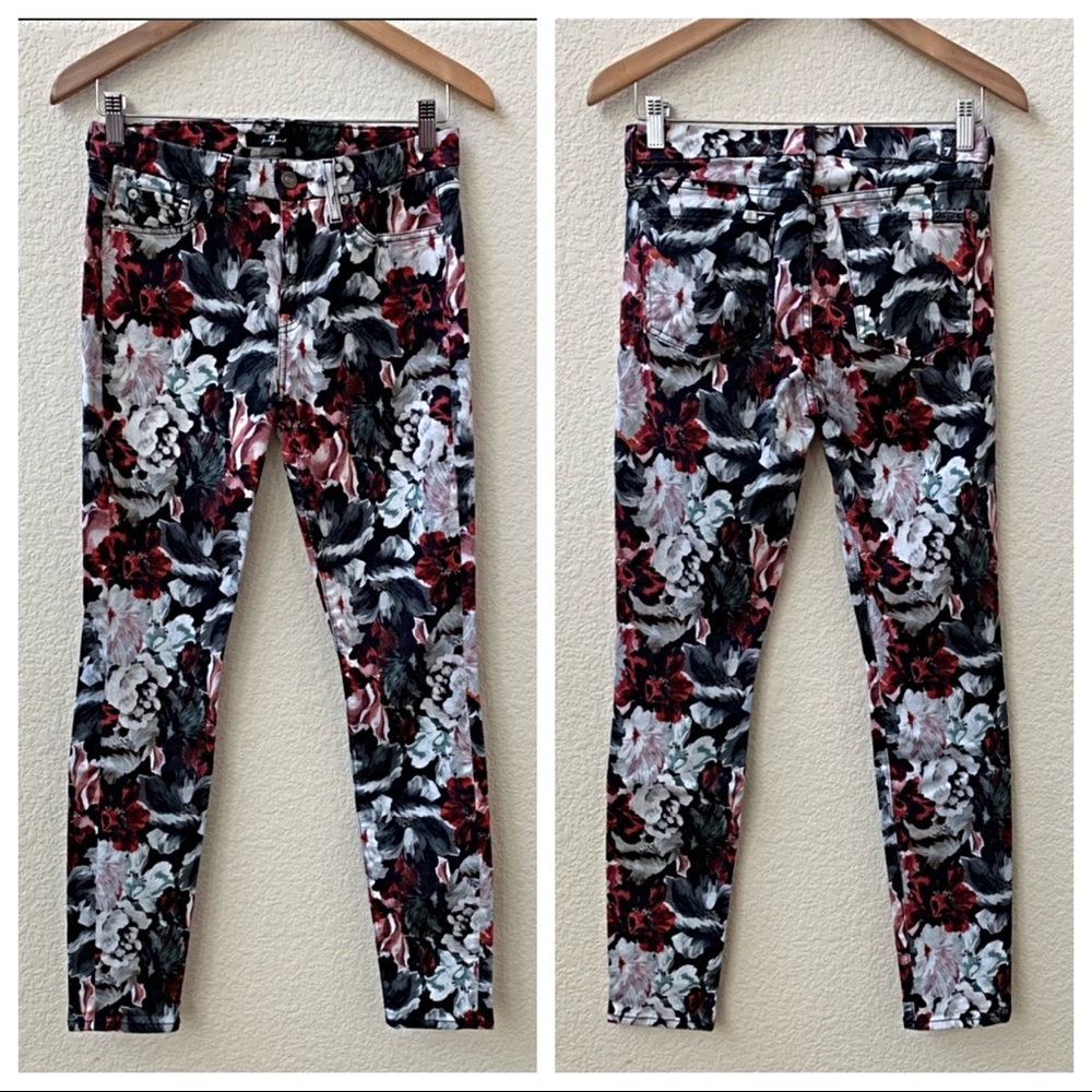 7 For All Mankind Floral-Print Skinny Ankle Jeans